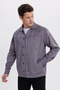 Men's relaxed fit comfortable straight leg suede grey jacket shirt with side pockets - 6