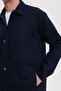 Men's Relaxed-Fit, Comfortable-Cut, 100% Cotton, Double-Pocket, Zippered Navy Blue Jacket-Shirt - 3