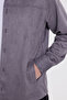 Men's relaxed fit comfortable straight leg suede grey jacket shirt with side pockets - 3