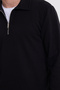 Men's Relax Fit Comfortable Cut Cotton 3 Thread Zippered Polo Neck Black Sweatshirt - 3