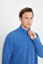 Men's Indigo Anti-pilling Non-Pilling Standard Fit Stand-up Collar Cold-Proof Fleece Sweatshirt - 5