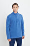 Men's Indigo Anti-pilling Non-Pilling Standard Fit Stand-up Collar Cold-Proof Fleece Sweatshirt - 3