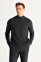 Men's Smoked Standard Fit Normal Cut Half Turtleneck Cotton Knitwear Sweater