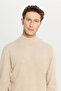 Men's Beige Non-Pilling Standard Fit Normal Cut Half Turtleneck Knitwear Sweater - 5