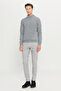Men's Gray Melange Non-Pilling Standard Fit Normal Cut Half Turtleneck Knitwear Sweater - 2