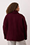 Bordo Regular Yünlü Oversize Kaşe Kısa Ceket Kaban TWOAW26DD00009 - 4