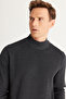 Men's Smoked Standard Fit Normal Cut Half Turtleneck Cotton Knitwear Sweater - 4