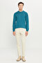 Men's Petrol Anti-Pilling Standard Fit Regular Cut Crew Neck Knitwear Sweater - 2