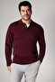 Men's Claret Red Non-Pilling Anti Pilling Fabric Standard Fit Normal Cut Polo Neck Knitwear Sweater