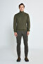 Men's Khaki Non-Pilling Anti Pilling Featured Standard Fit Full Turtleneck Knitwear Sweater - 2
