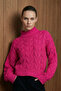 Fuchsia Cropped Mock Neck Knit Sweater TWOAW22KZ1634