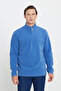 Men's Indigo Anti-pilling Non-Pilling Standard Fit Stand-up Collar Cold-Proof Fleece Sweatshirt