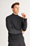 Men's Smoked Standard Fit Normal Cut Half Turtleneck Cotton Knitwear Sweater - 5