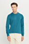 Men's Petrol Anti-Pilling Standard Fit Regular Cut Crew Neck Knitwear Sweater
