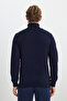 Men's Navy Blue Anti-pilling Standard Fit Full Turtleneck Knitwear Sweater - 6