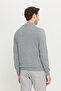 Men's Gray Melange Non-Pilling Standard Fit Normal Cut Half Turtleneck Knitwear Sweater - 6