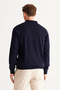 Men's Navy Blue Non-Pilling Anti Pilling Fabric Standard Fit Normal Cut Polo Neck Knitwear Sweater - 8