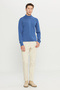 Men's Indigo Non-Pilling Standard Fit Normal Cut Half Turtleneck Knitwear Sweater - 2