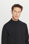 Men's Black Cotton Mock Neck Zippered Knitwear Cardigan Jacket Standard Fit Regular Cut - 5