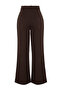 Koyu Kahverengi  Kemer Detaylı Wide Leg/Geniş Paça Dokuma Pantolon TWOAW24PL00341 - 8