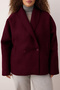 Bordo Regular Yünlü Oversize Kaşe Kısa Ceket Kaban TWOAW26DD00009 - 3