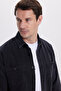 Relax Fit Long Sleeve Double Pocket Distressed Black Denim Men's Black Shirt - 2