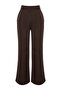 Koyu Kahverengi  Kemer Detaylı Wide Leg/Geniş Paça Dokuma Pantolon TWOAW24PL00341 - 6
