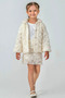 Girl's 3-Piece Special Occasion Set (Jacket + T-Shirt + Skirt) - Floral Textured, Stylish and High-Quality |   2-5 Years Old - 2