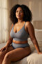 Gri Askılı Seamless/Dikişsiz Balensiz Kapsız Esnek Bralette Örme Büyük Beden Sütyen TBBSS23CW00001 - 2