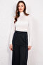 Women's White Turtleneck Cashmere Textured See-Through Blouse Alc-X14809 - 6