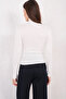 Women's White Turtleneck Cashmere Textured See-Through Blouse Alc-X14809 - 7
