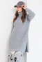 Women's Gray Turtleneck Thessaloniki Knitted Side Slit Knitwear Long Sweater Alc-X14834 - 6