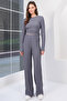 Indigo Seersucker Fabric Gathered Side Blouse and Trousers Set Alc-X14807