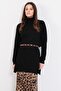 Black Turtleneck Thessaloniki Knitted Sweater with Side Slits Long Sweater Alc-X14834 - 3