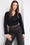 Black Degaje Collar Cuff Sleeve Woven Blouse Alc-X14777