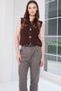 Bitter Brown Double Pocket Gold Button Detailed Knitwear Vest Alc-X14833 - 2