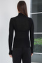 Women's Black Turtleneck Cashmere Textured See-Through Blouse Alc-X14809 - 7