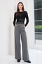 Black Belt Detailed Double Pocket Winter Palazzo Trousers Alc-X14815 - 5