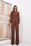 Brown Seersucker Fabric Gathered Sides Blouse and Trousers Set Alc-X14807 - 4
