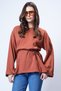 Women's Tile Crew Neck Double Cuffed Tie Detail Blouse Alc-X14715 - 4