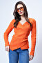 Orange Double-Breasted Cut Drape Detailed Blouse Alc-X14707 - 6