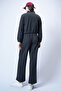 Women's Anthracite Stand Collar Knitted Zippered Sweat Jacket and Pants Set Alc-X14384 - 7
