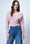 Powder Front and Back V-Neck Double Breasted Blouse Alc-019-053-Blz - 3