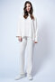 Women's Ecru Crew Neck Asymmetrical Cut Oversized Sweatshirt and Pants Set Alc-X13270