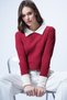Burgundy Shirt Collar Color Block Camisole Blouse Alc-X13511 - 3