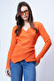 Orange Double-Breasted Cut Drape Detailed Blouse Alc-X14707 - 3