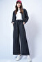 Women's Anthracite Stand Collar Knitted Zippered Sweat Jacket and Pants Set Alc-X14384 - 3