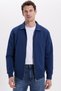 Unisex Relax Fit Comfortable Cut Cotton Inner Fleece Zippered Navy Blue Polo Neck Flato Pocket Sweatshirt - 7