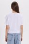 Women's Relax Fit Comfortable Cut 100% Cotton Crew Neck White T-Shirt Blouse - 6