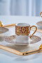 Marcella 24K Gold Detailed Porcelain Coffee Cup Set for 6 People - 90 ml - 2